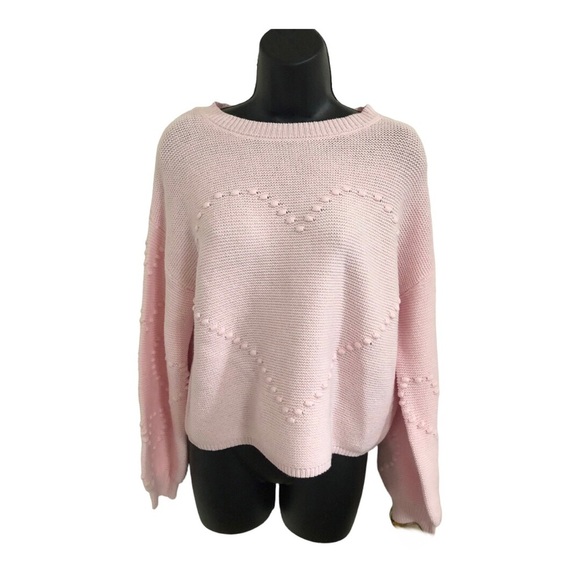 Jessica Simpson baby pink heart shaped dot embroidered sweater size medium new - Picture 4 of 13